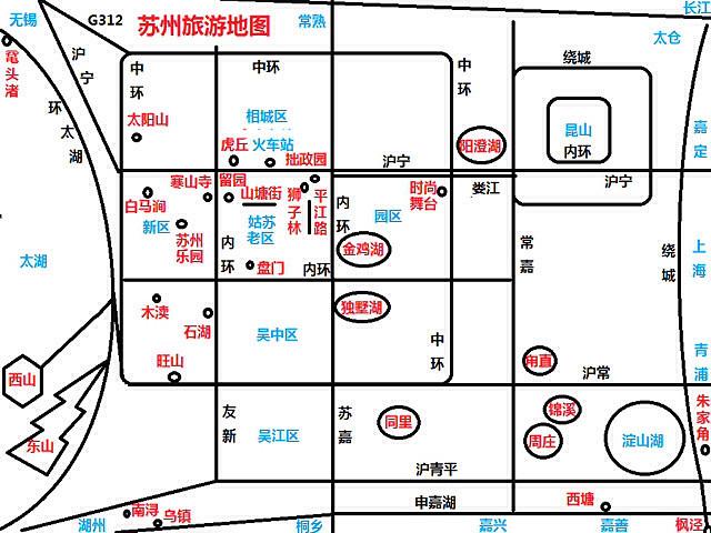 苏州主要景点分布图-苏州主要景点分布图片